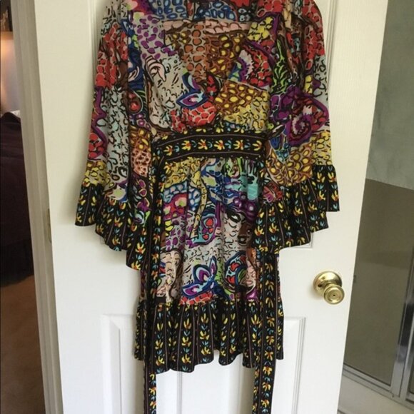 Iconic Betsey Johnson Bambi dress! VNTG V-neck, empire waist, ruffles, tie back - Picture 12 of 16